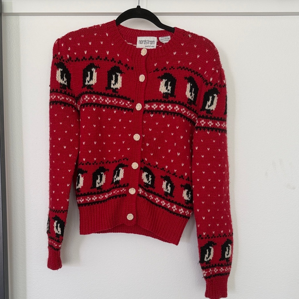 Nordstrom Red Penguin Cardigan